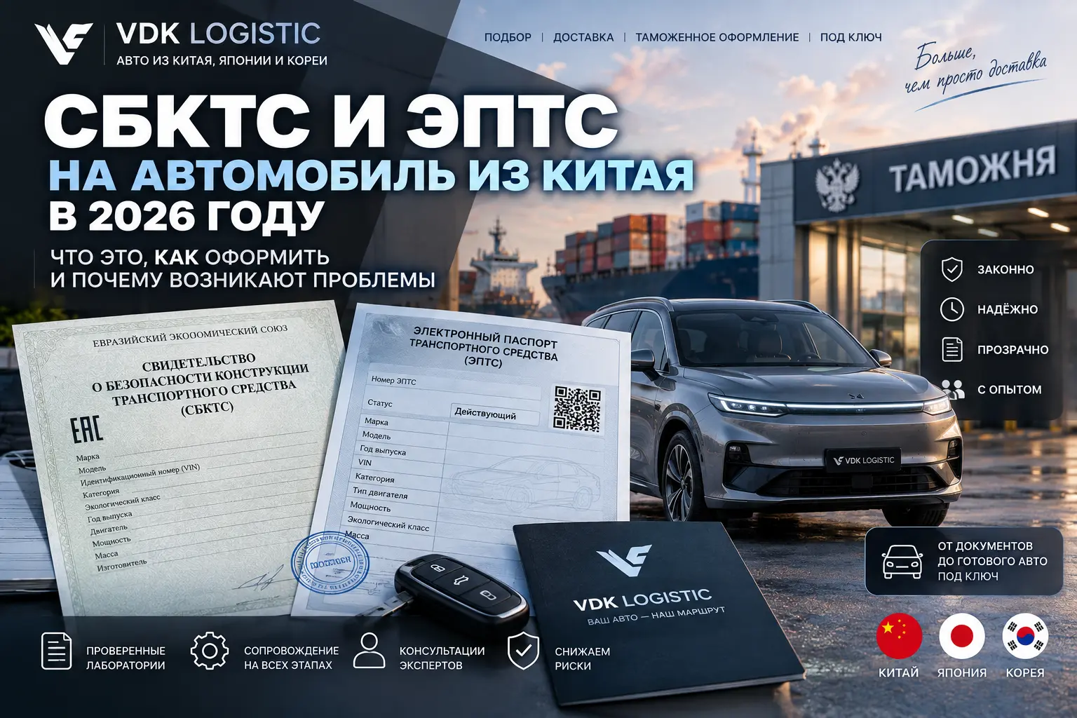 СБКТС и ЭПТС на автомобиль из Китая в 2026 году